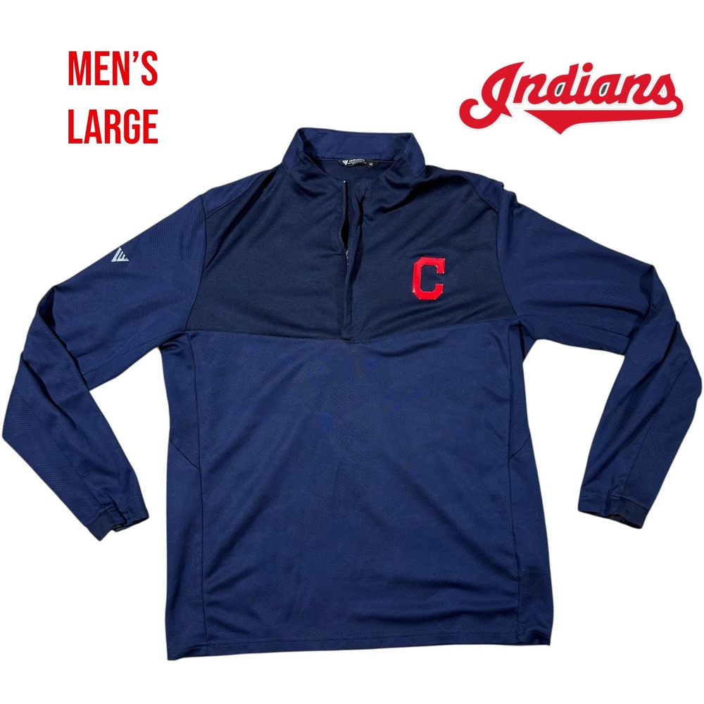 Cleveland‎ Indians Levelwear Quarter Zip Pullover Men's Large Navy Camo MLB Logo